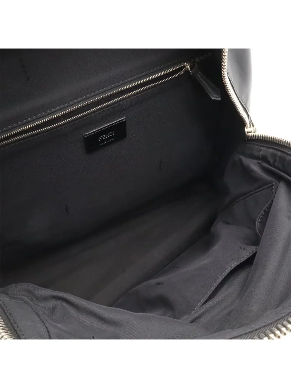 Fendi Backpack Leather Black Silver